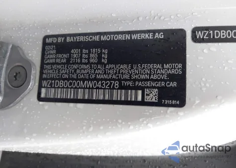 2021 Toyota Gr Supra 3.0 Premium z USA, uszkodzony, nr VIN WZ1DB0C00MW043278